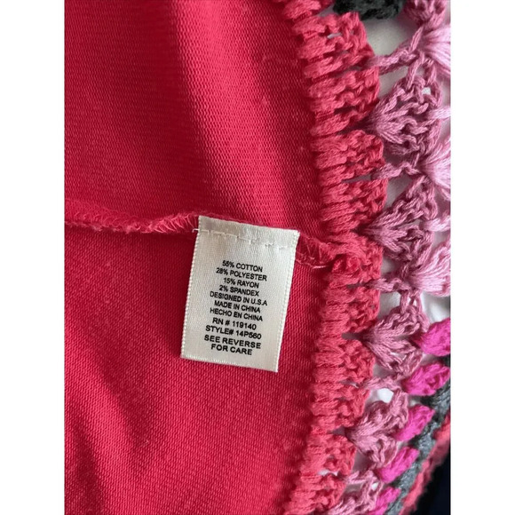 Double Zero Women’s Open Front Cardigan Sweater Rainbow Crochet S Sm Granny Chic - Picture 4 of 6